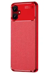 Newface Samsung Galaxy A06 Kılıf Auto Focus Karbon Kapak - Kırmızı