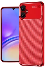 Newface Samsung Galaxy A06 Kılıf Auto Focus Karbon Kapak - Kırmızı