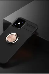 Newface iPhone 12 Mini Kılıf Range Yüzüklü Silikon - Siyah-Gold