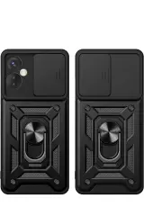 Newface İnfinix Hot 30 5G Kılıf Pars Lens Yüzüklü Silikon - Yeşil