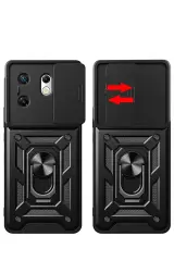 Newface İnfinix Zero 30 4G Kılıf Pars Lens Yüzüklü Silikon - Siyah