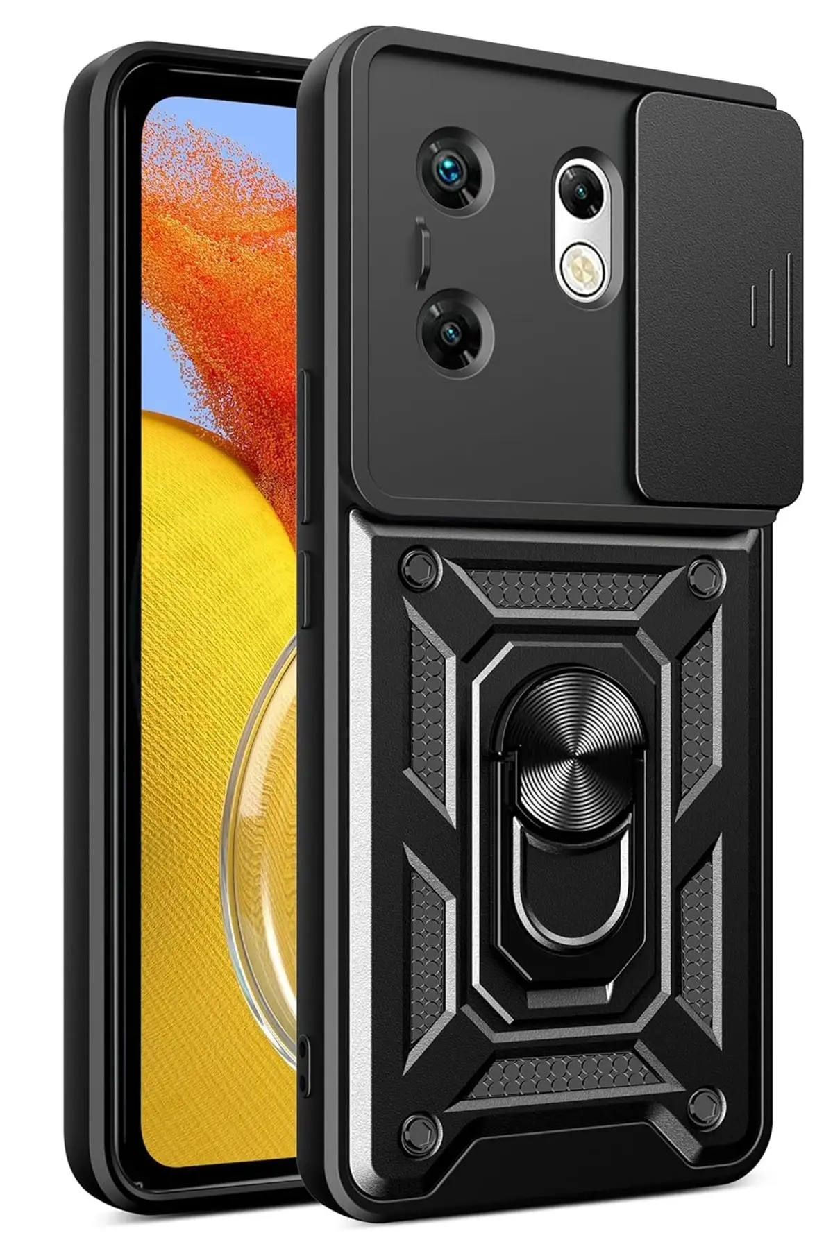 Newface İnfinix Zero 30 4G Kılıf Pars Lens Yüzüklü Silikon - Siyah