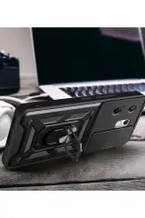 Newface İnfinix Zero 30 4G Kılıf Pars Lens Yüzüklü Silikon - Lacivert