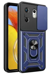 Newface İnfinix Zero 30 4G Kılıf Pars Lens Yüzüklü Silikon - Lacivert