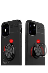 Newface iPhone 12 Mini Kılıf Range Yüzüklü Silikon - Siyah-Mavi