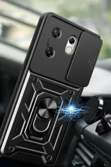 Newface İnfinix Zero 30 4G Kılıf Pars Lens Yüzüklü Silikon - Yeşil