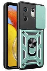 Newface İnfinix Zero 30 4G Kılıf Pars Lens Yüzüklü Silikon - Yeşil