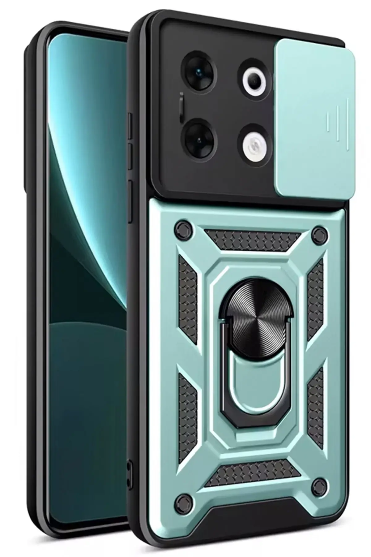 Newface İnfinix Zero 30 5G Kılıf Pars Lens Yüzüklü Silikon - Yeşil