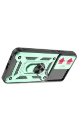 Newface Samsung Galaxy S22 Kılıf Pars Lens Yüzüklü Silikon - Yeşil