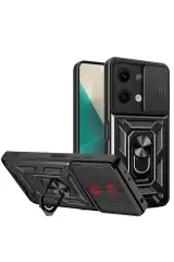 Newface Xiaomi Poco X6 Kılıf Pars Lens Yüzüklü Silikon - Siyah