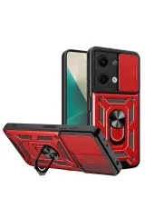 Newface Xiaomi Poco X6 Kılıf Pars Lens Yüzüklü Silikon - Kırmızı