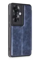 Newface Oppo Reno 11F Kılıf Flip Cover - Lacivert
