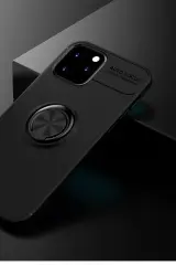 Newface iPhone 12 Kılıf Range Yüzüklü Silikon - Siyah