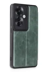 Newface Oppo Reno 11F Kılıf Flip Cover - Koyu Yeşil