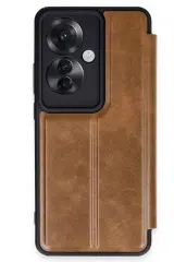 Newface Oppo Reno 11F Kılıf Flip Cover - Taba