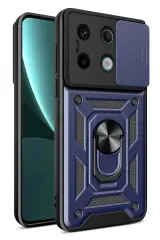 Newface Xiaomi Poco X6 Pro Kılıf Pars Lens Yüzüklü Silikon - Lacivert