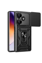 Newface Xiaomi Redmi 13 4G Kılıf Pars Lens Yüzüklü Silikon - Siyah