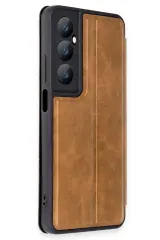 Newface Realme C65 Kılıf Flip Cover - Taba