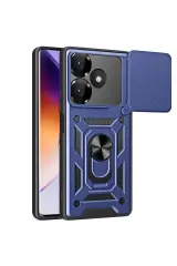 Newface Xiaomi Redmi 13 4G Kılıf Pars Lens Yüzüklü Silikon - Lacivert