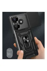 Newface Xiaomi Redmi 13 4G Kılıf Pars Lens Yüzüklü Silikon - Yeşil