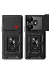 Newface Xiaomi Redmi 13 4G Kılıf Pars Lens Yüzüklü Silikon - Gümüş