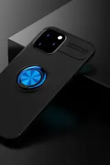 Newface iPhone 12 Kılıf Range Yüzüklü Silikon - Siyah-Mavi