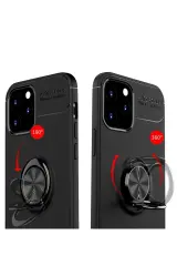 Newface iPhone 12 Kılıf Range Yüzüklü Silikon - Siyah-Mavi