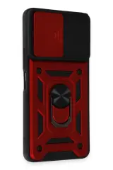 Newface Vivo Y36 Kılıf Pars Lens Yüzüklü Silikon - Kırmızı