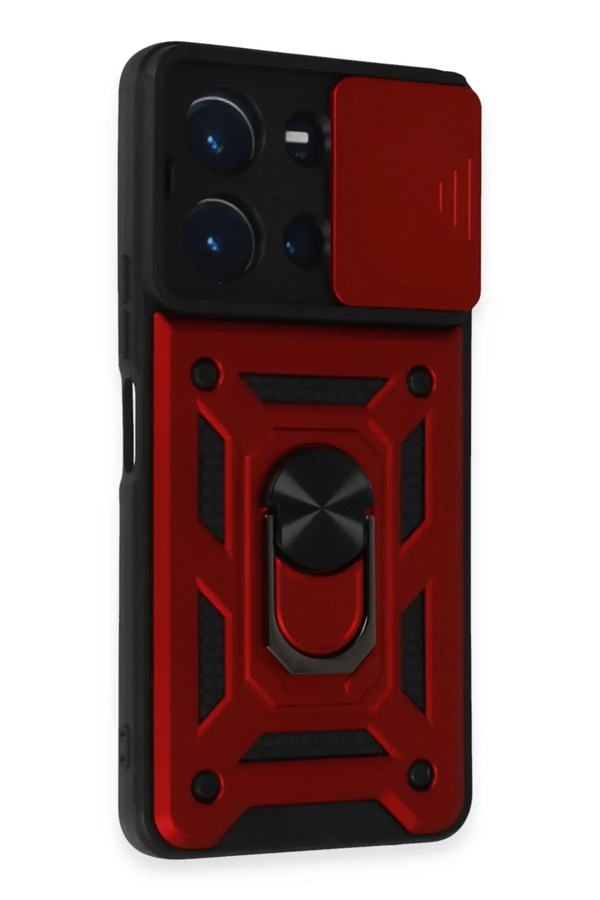 Newface Vivo Y36 Kılıf Pars Lens Yüzüklü Silikon - Kırmızı