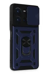 Newface Vivo Y36 Kılıf Pars Lens Yüzüklü Silikon - Lacivert