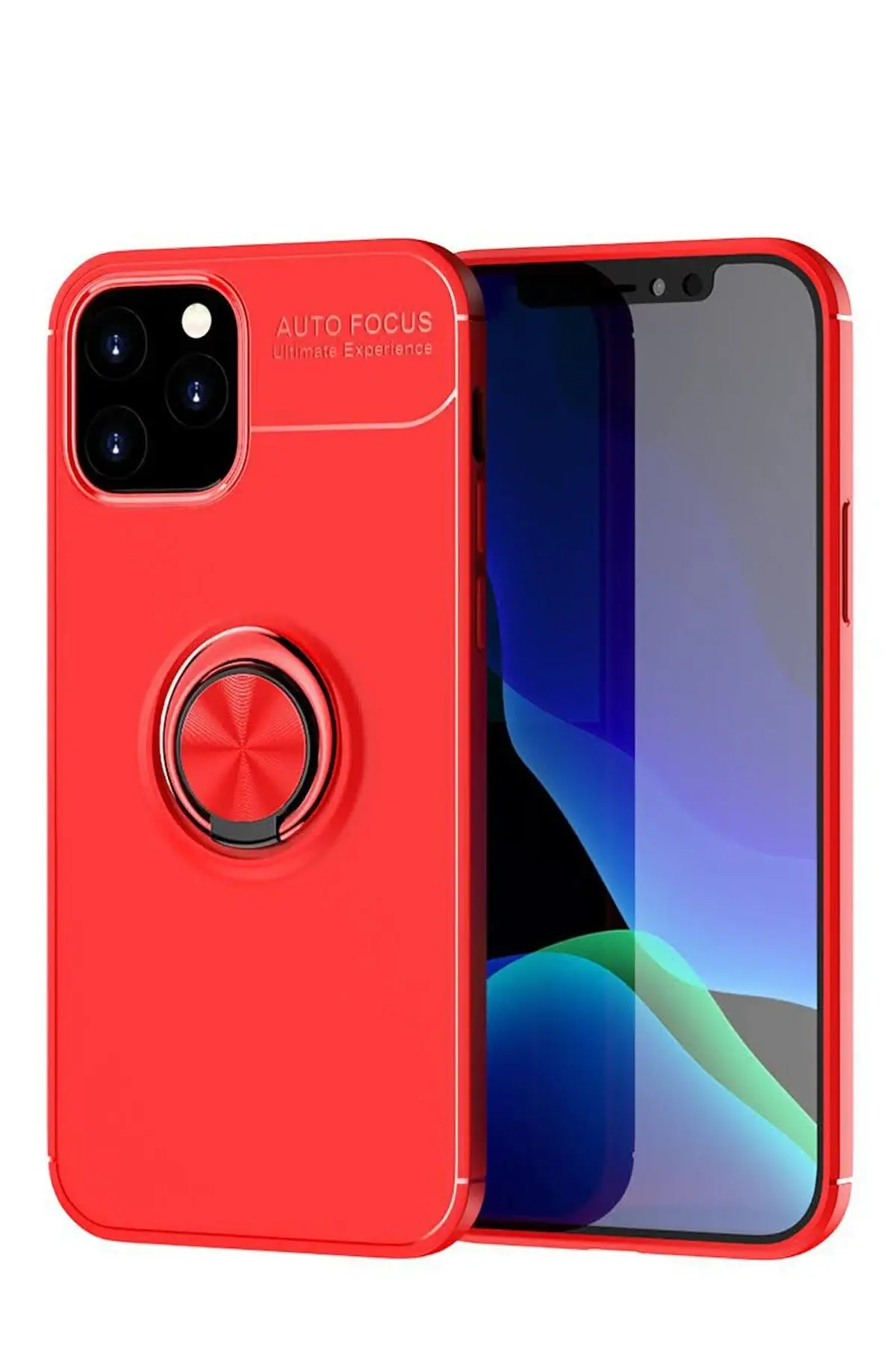 Newface iPhone 12 Kılıf Range Yüzüklü Silikon - Kırmızı