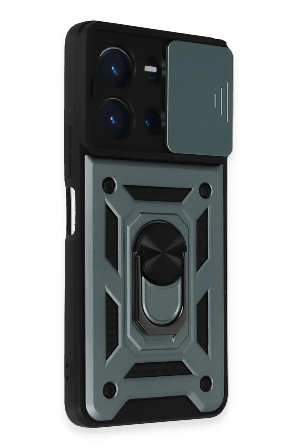 Newface Vivo Y36 Kılıf Pars Lens Yüzüklü Silikon - Yeşil