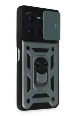 Newface Vivo Y36 Kılıf Pars Lens Yüzüklü Silikon - Yeşil