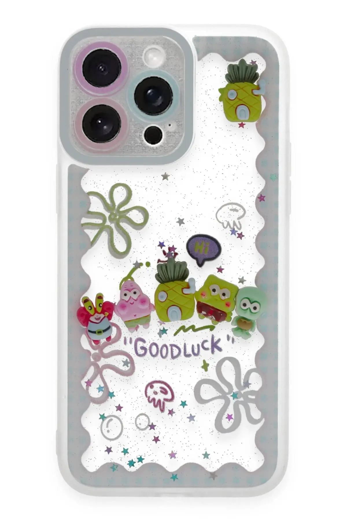 Newface iPhone 14 Pro Kılıf Sweet Desenli Silikon Kapak - Açık Mavi