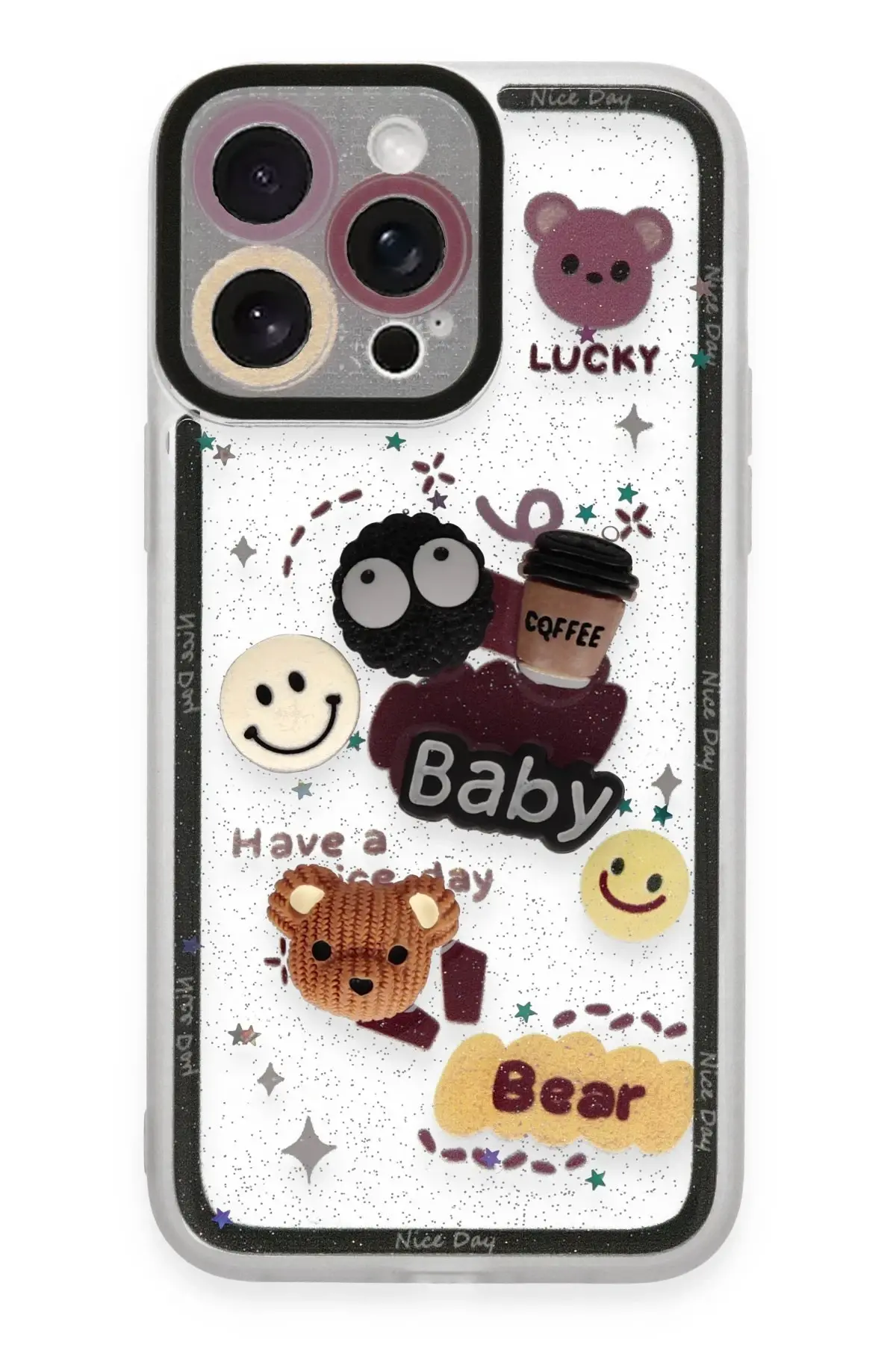 Newface iPhone 14 Pro Max Kılıf Sweet Desenli Silikon Kapak - Sarı