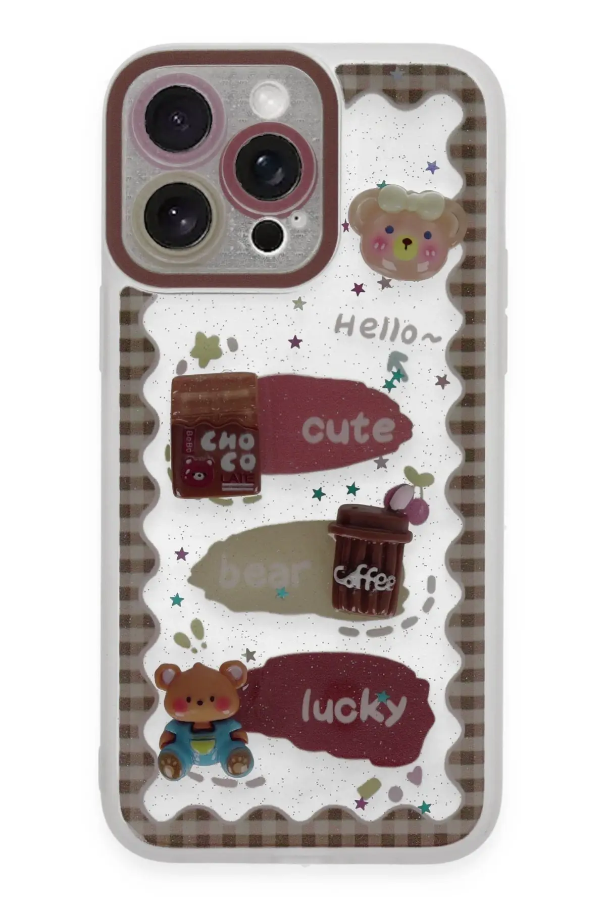 Newface iPhone 14 Pro Max Kılıf Sweet Desenli Silikon Kapak - Şeffaf