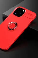 Newface iPhone 12 Pro Max Kılıf Range Yüzüklü Silikon - Kırmızı