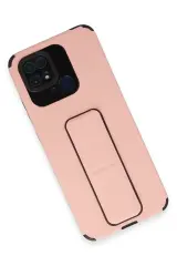 Newface Xiaomi Redmi 10C Kılıf Mega Standlı Silikon - Pudra