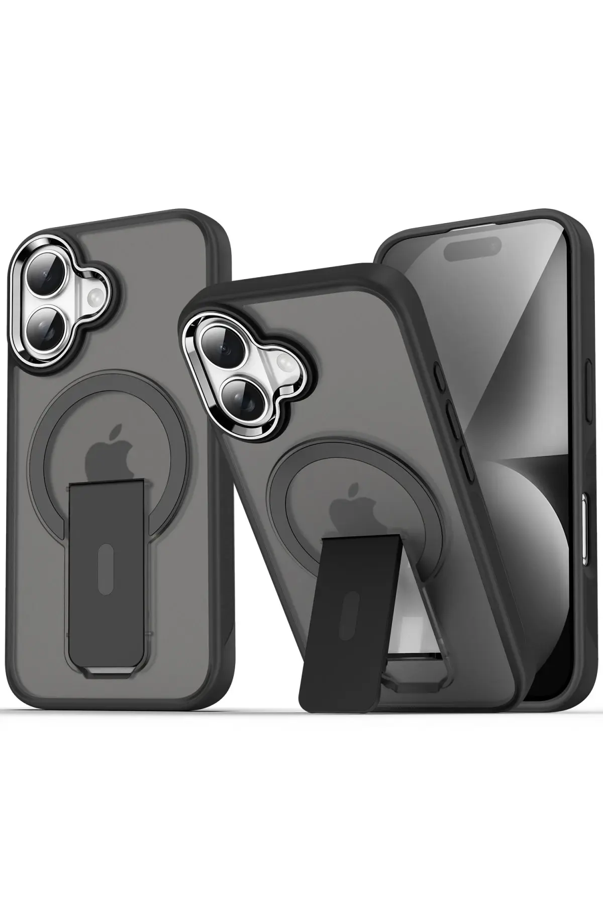Newface iPhone 16 Plus Kılıf Tork Magsafe Standlı Kapak - Siyah