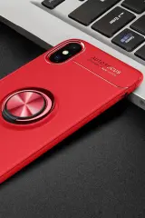 Newface iPhone XS Kılıf Range Yüzüklü Silikon - Kırmızı