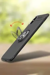 Newface iPhone XS Kılıf Range Yüzüklü Silikon - Kırmızı