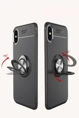 Newface iPhone XS Kılıf Range Yüzüklü Silikon - Kırmızı