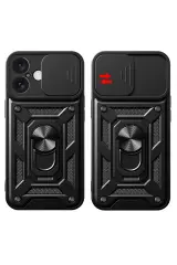 Newface iPhone 16 Kılıf Pars Lens Yüzüklü Silikon - Gümüş