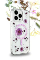 Newface iPhone 12 Kılıf Daisy Simli Magsafe Kapak - Gümüş