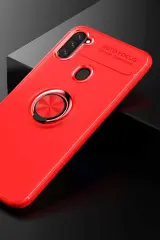 Newface Samsung Galaxy A11 Kılıf Range Yüzüklü Silikon - Kırmızı