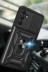 Newface Samsung Galaxy M15 Kılıf Pars Lens Yüzüklü Silikon - Kırmızı