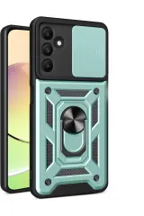 Newface Samsung Galaxy M15 Kılıf Pars Lens Yüzüklü Silikon - Yeşil