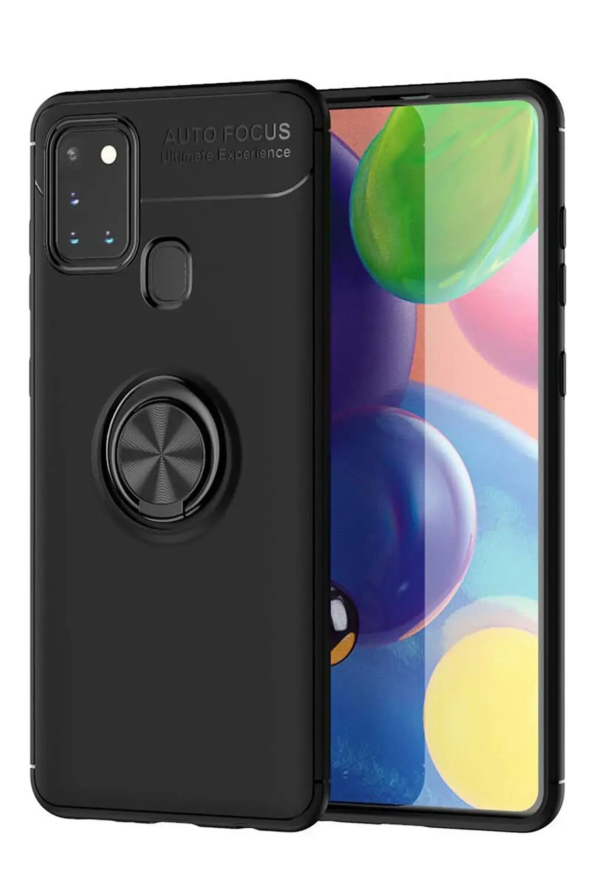 Newface Samsung Galaxy M31 Kılıf Range Yüzüklü Silikon - Siyah