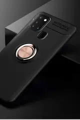 Newface Samsung Galaxy M31 Kılıf Range Yüzüklü Silikon - Siyah-Gold