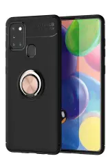 Newface Samsung Galaxy M31 Kılıf Range Yüzüklü Silikon - Siyah-Gold